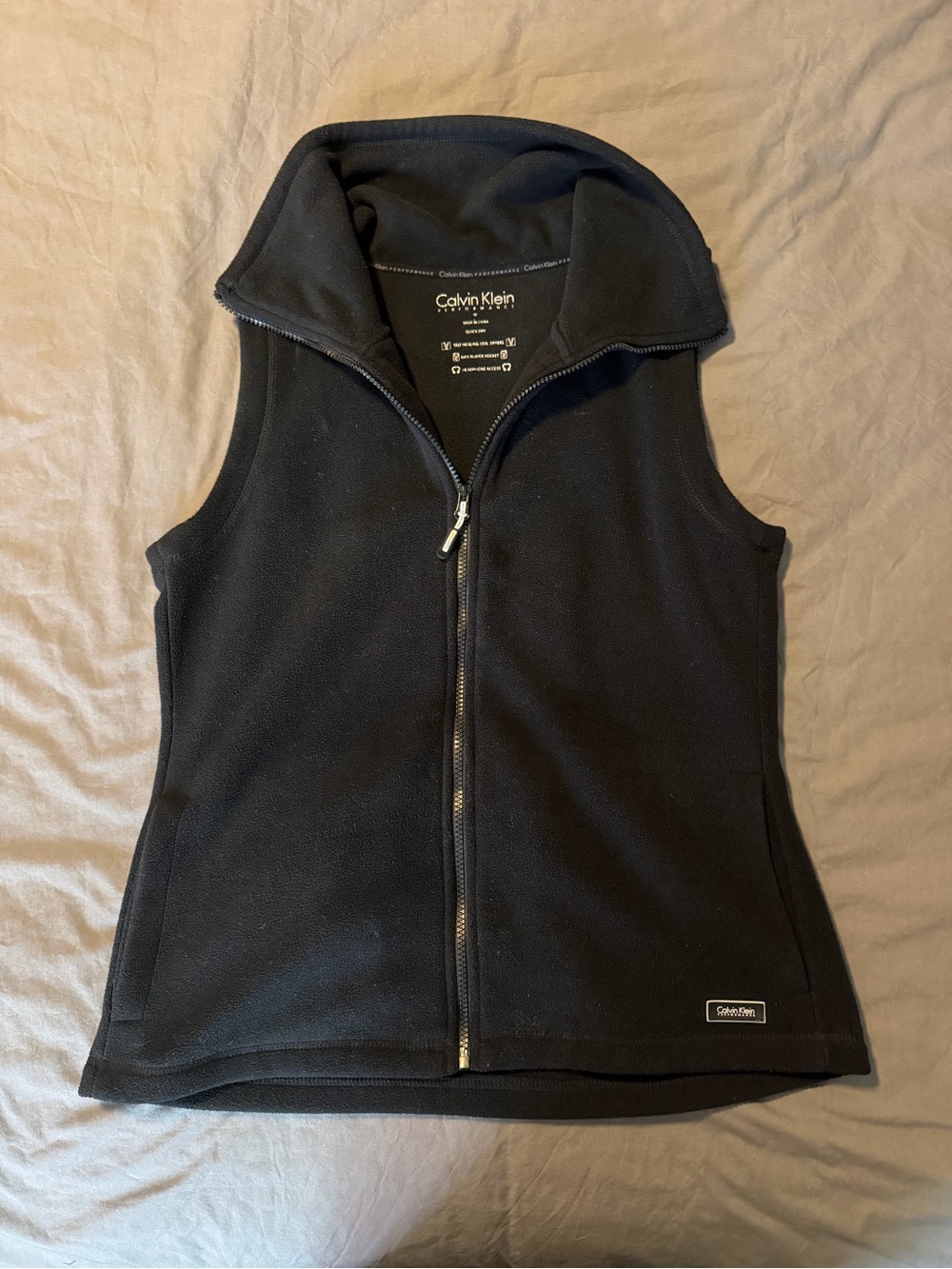 Calvin Klein Black Fleece Zip Front Vest - Picture 1 of 4